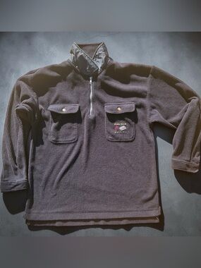 Perry Ellis Navy Quarter-Zip Knit Sweater with Chest . Medium